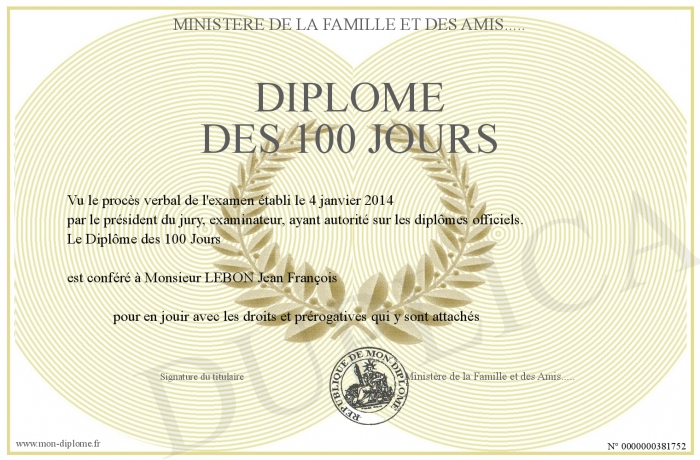 diplome 100 jours